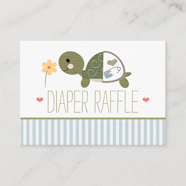 Blue Turtle in Diaper Raffle Tickets Enclosure Card (Front)