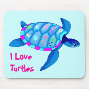 Blue Turtle Mouse Pad