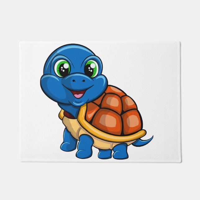 Blue turtle sticker doormat (Front)