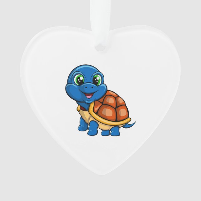 Blue turtle sticker ornament (Front)