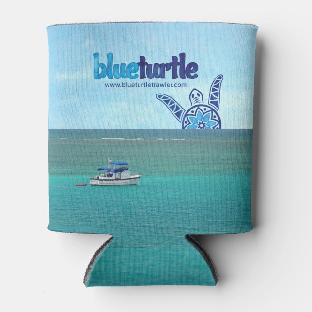 Blue Turtle Trawler Can Cooler (Front)