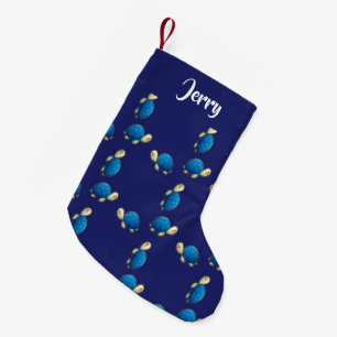 blue turtles on blue small christmas stocking