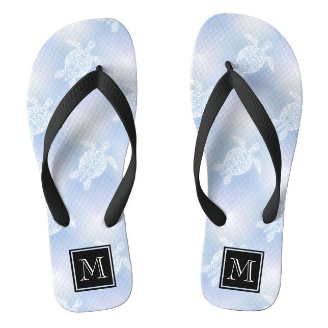 Blue Turtles Pattern Thongs (Footbed)