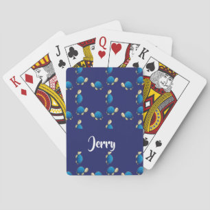 blue turtles playing cards