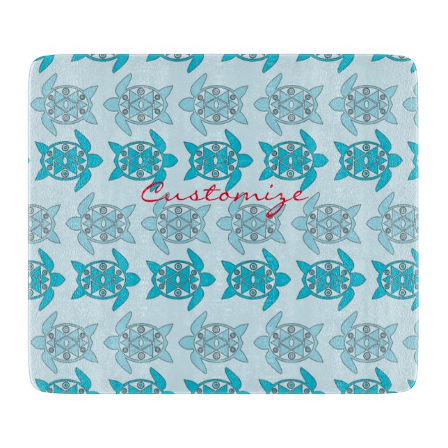 Blue Turtles Swimming Thunder_Cove Cutting Board (Front)