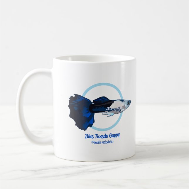 Blue Tuxedo Guppy Coffee Mug (Left)