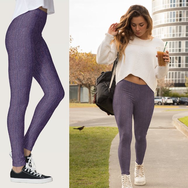 Blue Tweed Texture Image Leggings (Blue Tweed Texture Image Leggings)
