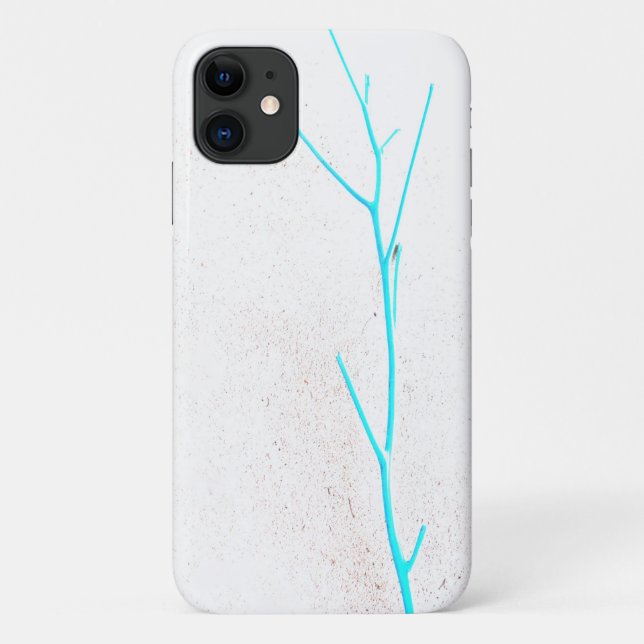 Blue Twig White Concrete Texture iPhone 11 Case (Back)