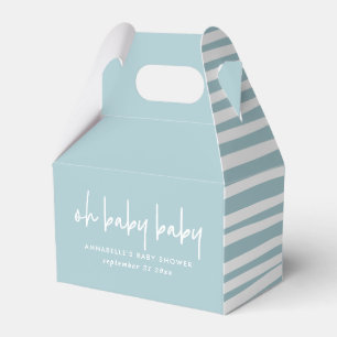 Blue twin baby shower party typography modern favour box