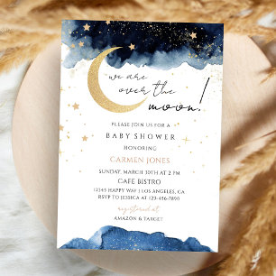 Blue Twinkle Little Star Over the Moon Invitation