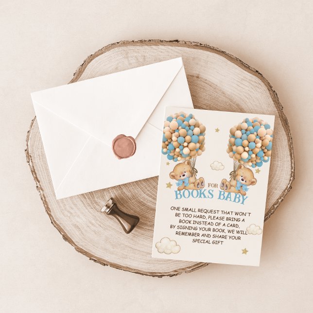 Blue Twins Bear Balloons Bearly Wait Book Request Enclosure Card (Creator Uploaded)