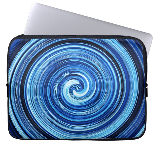 Blue Twirling swirling spiral abstract pattern Laptop Sleeve (Front)
