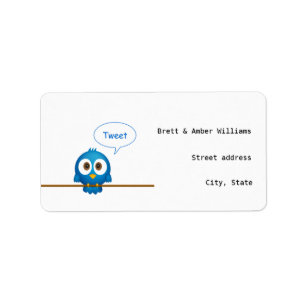 Blue twitter bird cartoon address labels