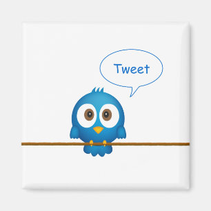 Blue twitter bird cartoon magnet