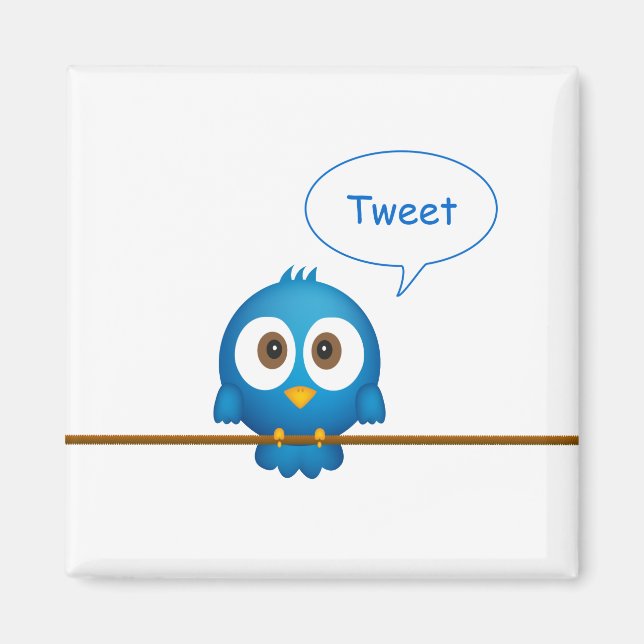 Blue twitter bird cartoon magnet (Front)