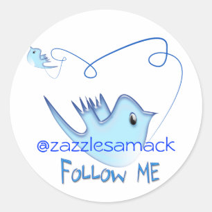 Blue Twitter Bird Follow Me Classic Round Sticker