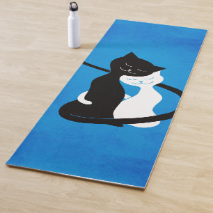 Blue Two Cute Cats In Love Yoga Mat