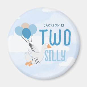 Blue Two Silly Goose 2nd Birthday Party Favour Magnet