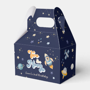 Blue Two the Moon Space Birthday  Favour Box