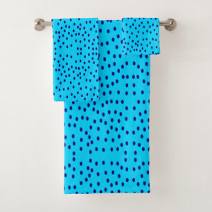 Blue Two Toned Polka Dots Bath Towel Set