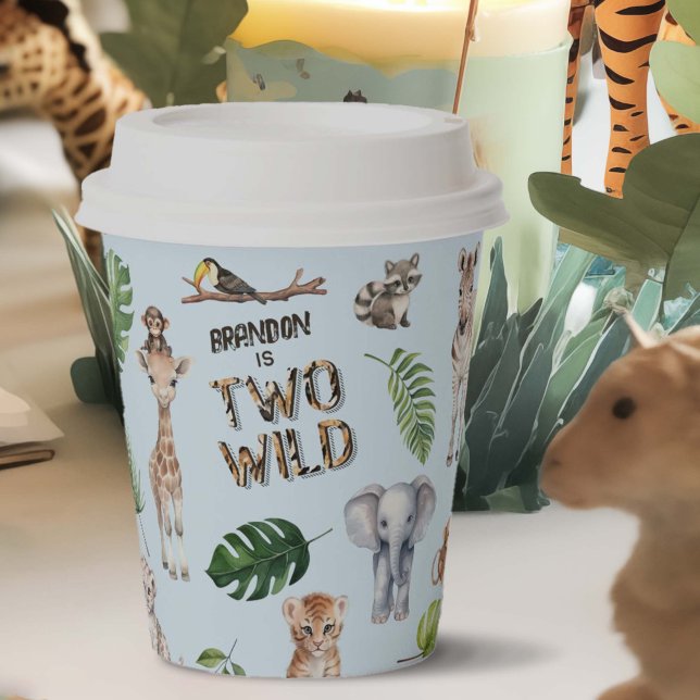 Blue Two Wild Boy 2nd birthday Safari Themed Paper Cups (Creator Uploaded)