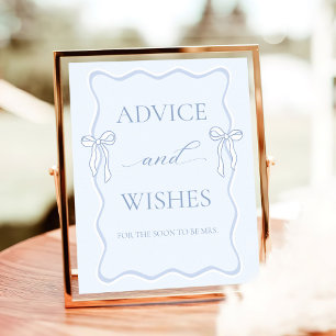 Blue Tying the knot Bridal Shower Advice Wishes Poster