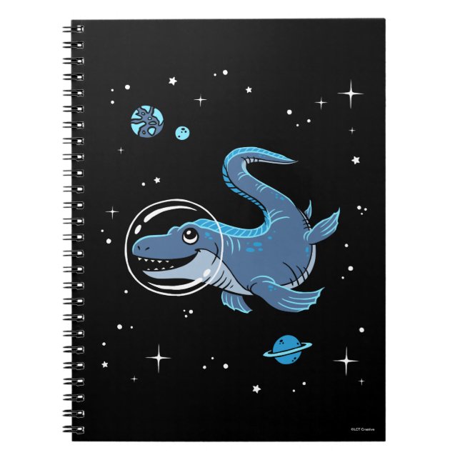 Blue Tylosaurus Dinos In Space Notebook (Front)