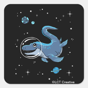Blue Tylosaurus Dinos In Space Square Sticker