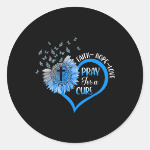 Blue Type One Diabetes Heart Butterfly Religious Classic Round Sticker