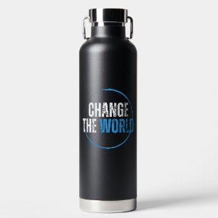 Blue Typographic Environmental Motivational Quote Water Bottle