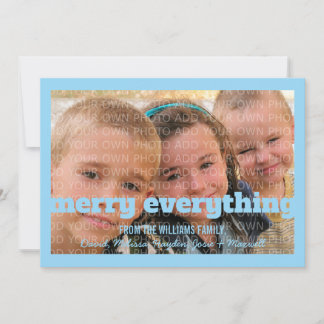 Blue Typography Merry Everything Photo Card