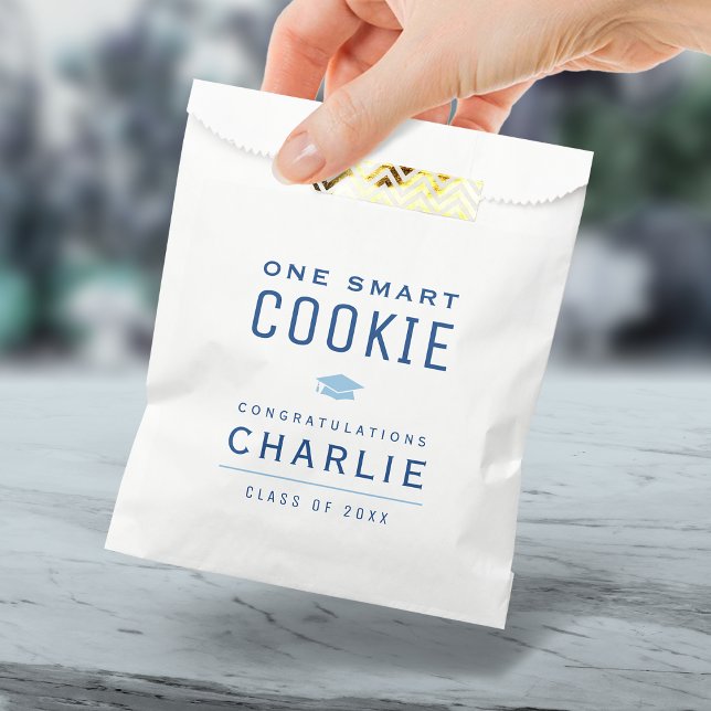 Blue Typography One Smart Cookie Graduation  Favour Bag (Blue Typography One Smart Cookie Graduation Favor Bag)