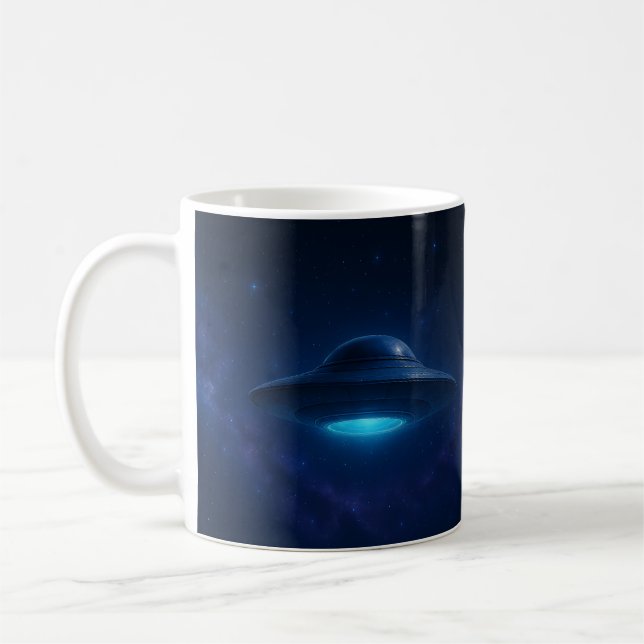 Blue UFO Encounter Coffee Mug (Left)
