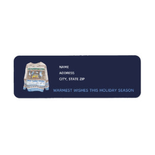 Blue Ugly Sweater / Warm Wishes / Christmas Design Return Address Label