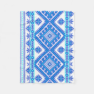 Blue Ukrainian Cross Stitch Pattern Baby Blanket