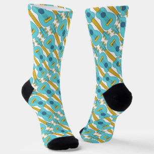 Blue Ukulele Pattern  Socks