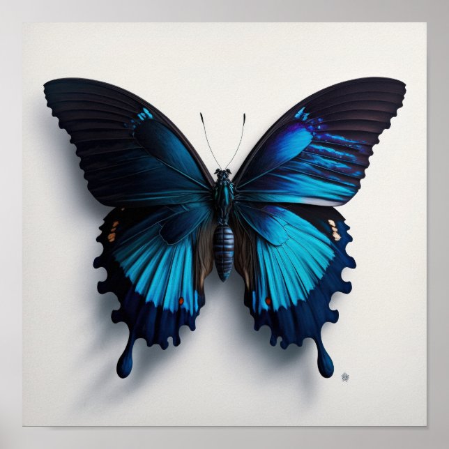 Blue Ulysses Butterfly Art Print Poster (Front)