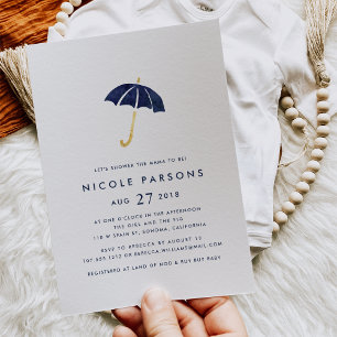 Blue Umbrella Baby Shower Invitation