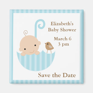 Blue Umbrella Baby Shower Magnet