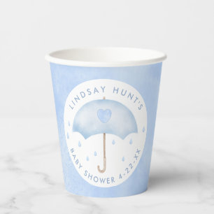 Blue Umbrella Baby Shower  Paper Cups