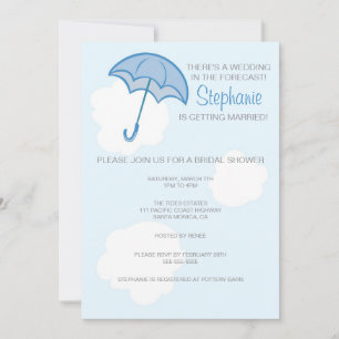 Blue Umbrella Bridal Shower Invitation