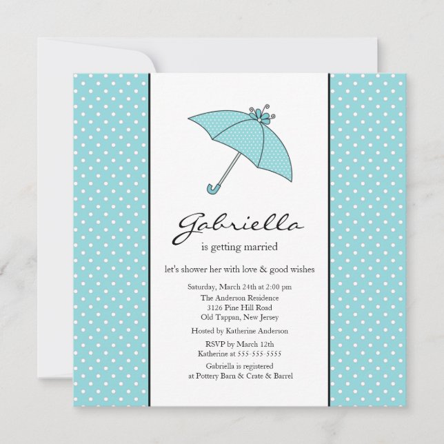 Blue Umbrella Bridal Shower Invitation (Front)