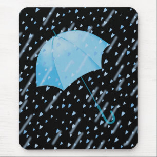 BLUE UMBRELLA SHOWERS OF LOVE by SHARON SHARPE Mouse Pad