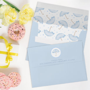 Blue Umbrella Sprinkle Baby Shower Envelope