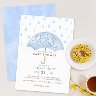 Blue Umbrella Sprinkle Baby Shower Invitation