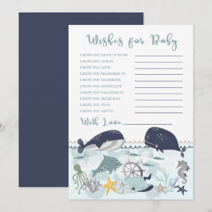 Blue Under Sea Ocean Baby Shower Wishes for Baby Invitation