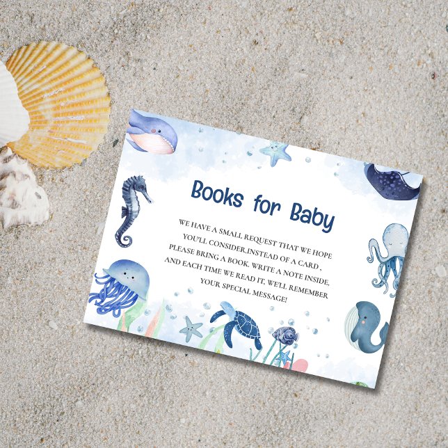 Blue Under the sea baby shower Book Enclosure Card (Creator Uploaded)