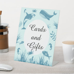 Blue Under the Sea Baby Shower Cards & Gifts Sign