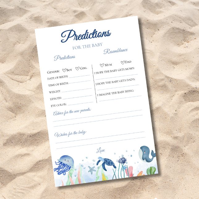 Blue under The sea baby shower Predictions Game (Creator Uploaded)