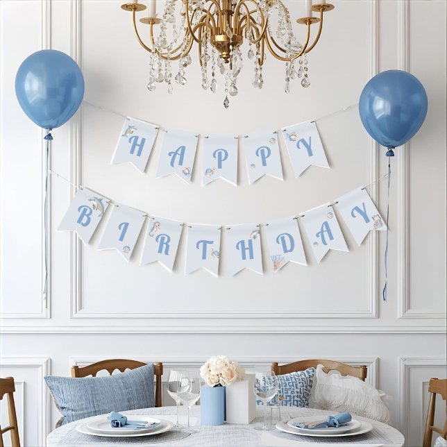 Blue Under the Sea Mermaid Birthday Bunting (Creator Uploaded)